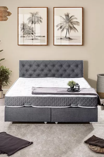 September Double Set, Double Bed Base and Headboard Set