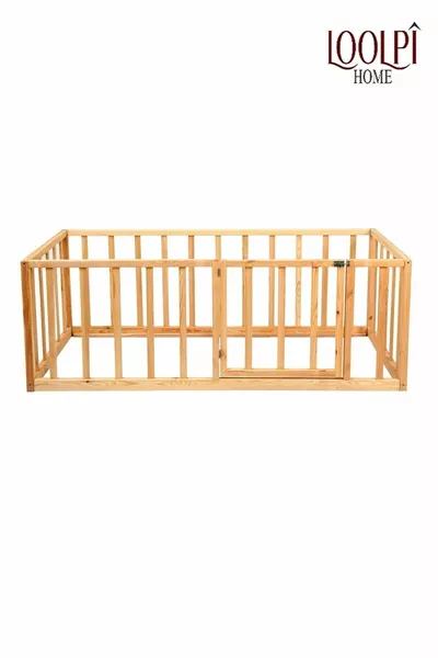 سرير مونتيسوري للأطفال والرضع للجنسين خشبي مع حاجز وأبواب  سم