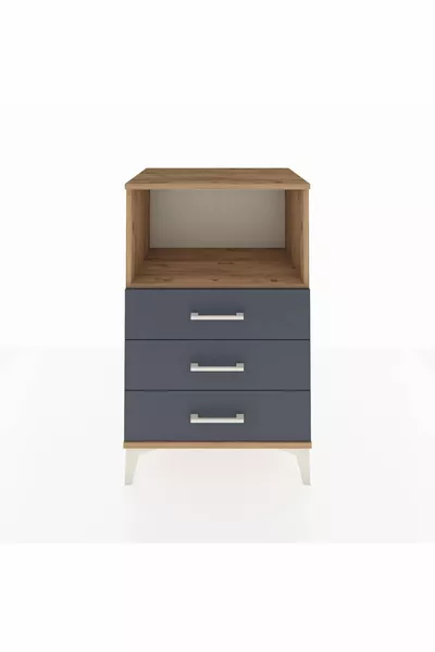 خزانة هايبريون الجانبية رف واحد 3 أدراج صنوبر-أنثراسيت