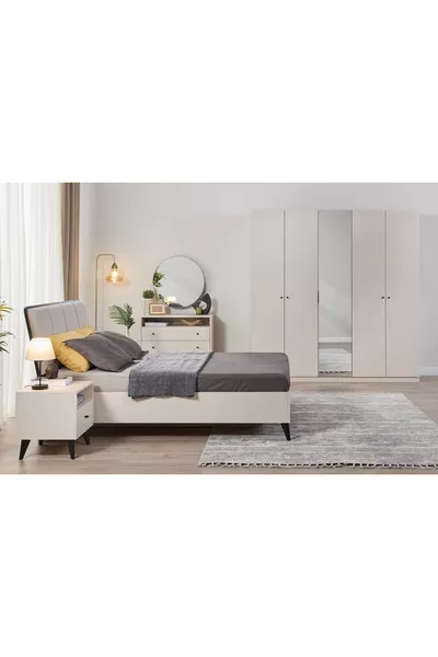 Solina Slaapkamer Set, Beige, 5 Deurs