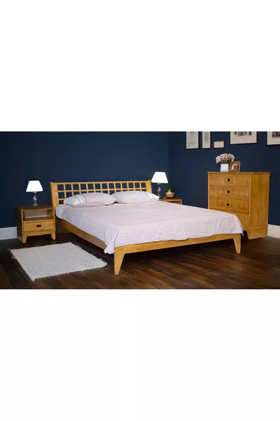 Кровать Lio из дерева, комод, прикроватная тумбочка, орех