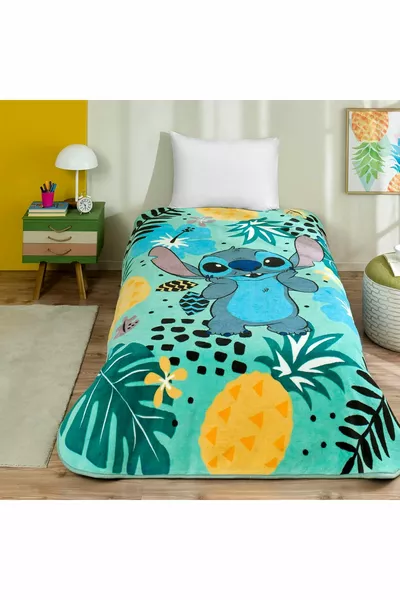 Disney Cartoon Character Cotton-Polyester Blend Blanket, Green, Blue, Black, White, Single Size