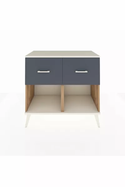 خزانة هايبرين بدرجين من خشب الصنوبر - رمادي/أنثراسيت