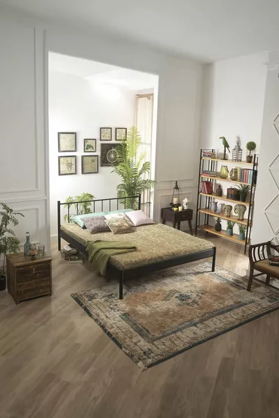 Falez-s Çift Kişilik Ferforje Metal Karyola-siyah (AHŞAP LATALI)