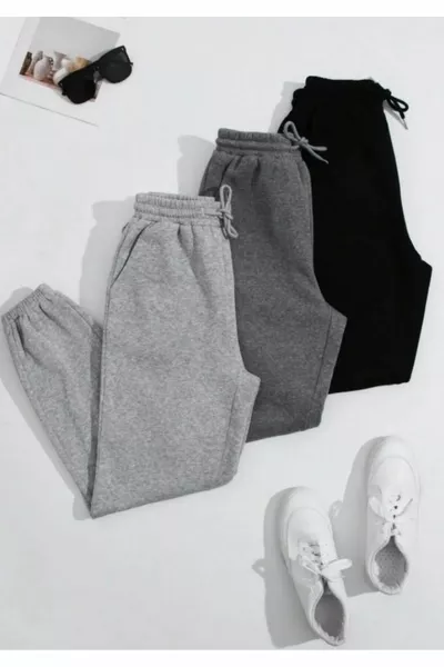 Pantaloni da jogging jogger con vestibilità comoda, stagionali, fondo elasticizzato, PACCHETTO SCONTATO, serie da 3