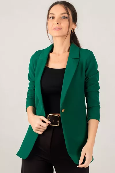 سترة نسائية زمردية بزر واحد 