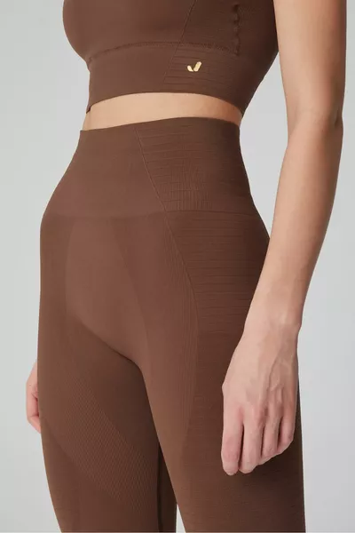 Leggings sportivi a vita alta Gela, elastici e modellanti, colore terra