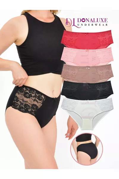 Женские трусы, женские кружевные хлопковые трусы, набор из 5 штук, черные, белые, бежевые, бордовые, лососевые