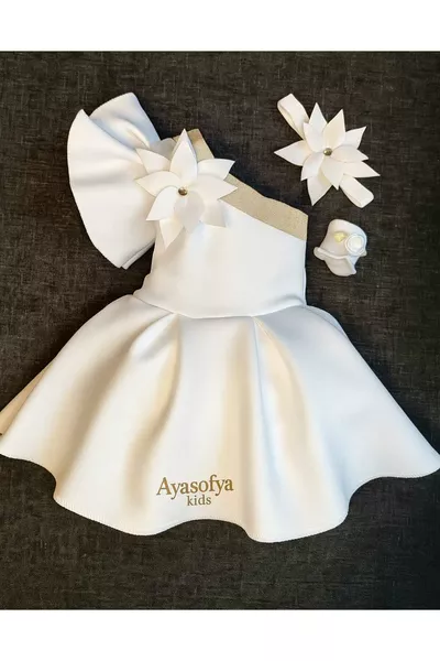 Girl's White Floral Dress