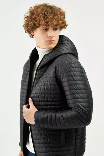 Мужская куртка с капюшоном & Ветрозащитная черная куртка & Водоотталкивающая куртка