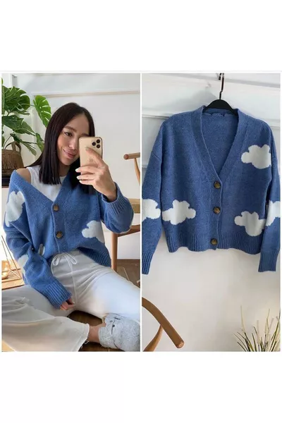 Cloud Pattern Women's Knit Cardigan