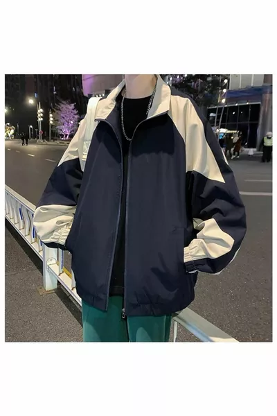 جاكيت كلية فضفاض من قماش الباراشوت الكلاسيكي K توز