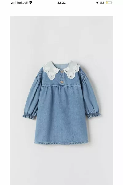 Mavi Yakalı Kot Elbise