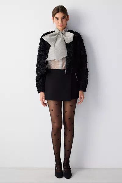 Bowtie Siyah Külotlu Çorap