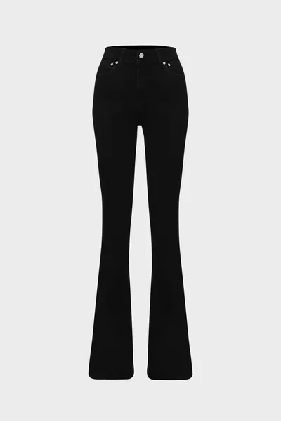 High Waist Flare Leg Full Length Strech Jean