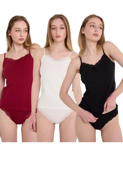 Set di 3 Slip da Donna (Bordeaux - Blu - Ecru)