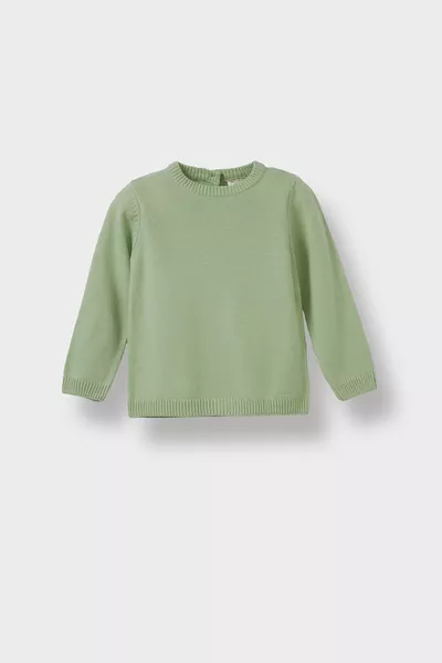 Baby Girl Crew Neck Basic Plain Knit Sweater au