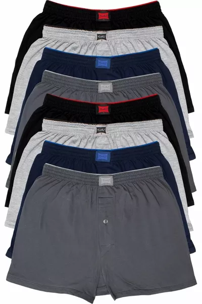 8-Pack Passion Men's Cotton Boxer Shorts with Towel Waist, Mixed Colors