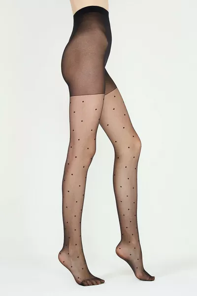 جوارب شبك منقط بألوان أنيقة | أسود