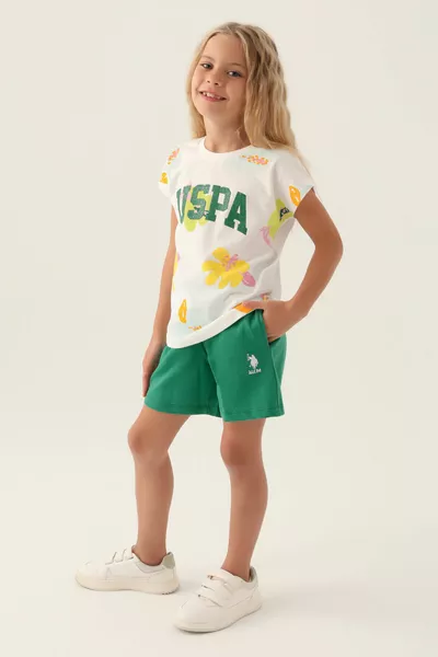 U.S. Polo Assn Licensed Leaf Cream Girls' Shorts Set