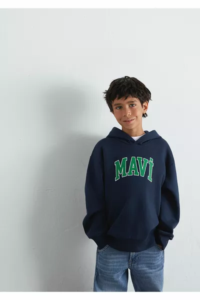 Sweat à capuche bleu marine avec logo 
