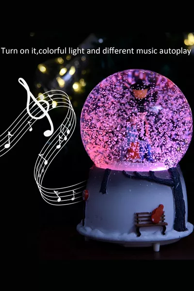 Снежна сфера с музика и светлини на тема „Любими влюбени“, подарък за любимия, Koza Gift