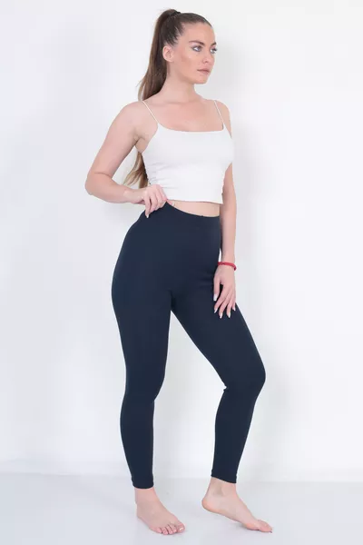 Cotton Thermal Underwear | Fleece-Lined Thermal Leggings Navy
