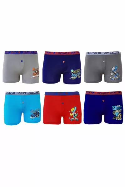6-Pack Boys' Colorful Printed Boxer Briefs