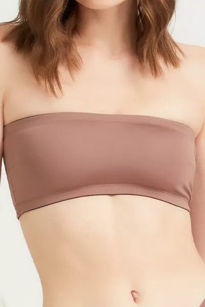 Brown Strapless Crop Top Bustier