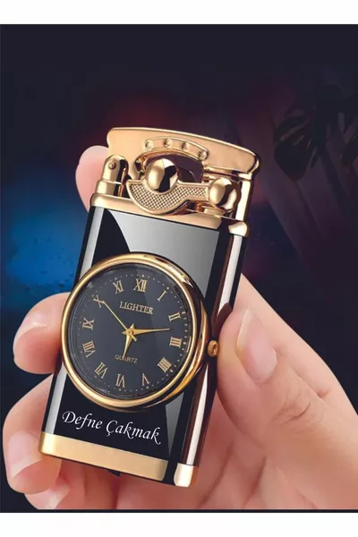 Именная зажигалка-джет с подсветкой и часами (газовая) с индивидуальной гравировкой - не гаснет на ветру