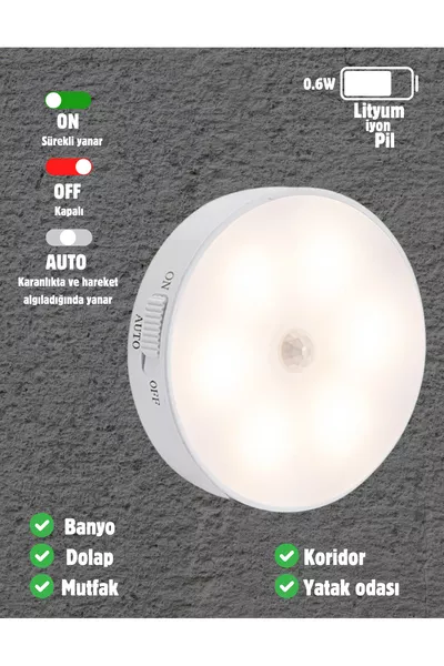 8-светодиодная лампа с дневным светом желтого цвета, с датчиком движения, перезаряжаемая через USB