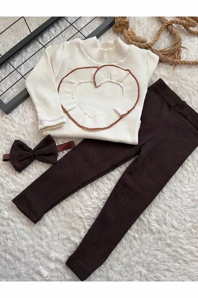 طقم بلباس أطفال رضّع: بلوزة قلب، بودي، طاقم بنطلون وضمادة رأس