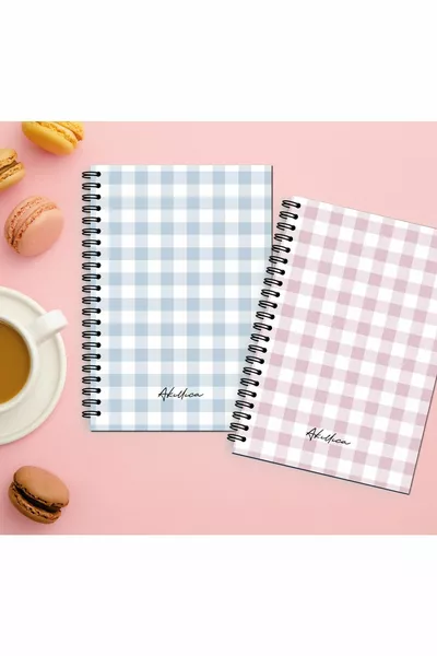 طقم دفتر مربعات مزدوج  ×  سم،  صفحة، غلاف كرتوني، دفتر لولبي، أزرق + وردي، سلسلة مربعة