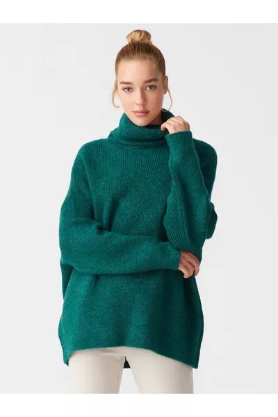  سترة بياقة صياد واسعة - زمردي