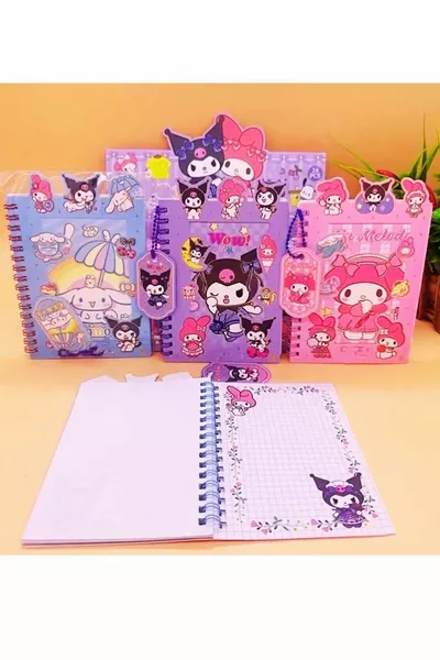 Kuromi My Melodi Cinnamoroll Стикер Тетрадка  Страници Стикери 8 Страници Бележник с Ключодържател Подарък