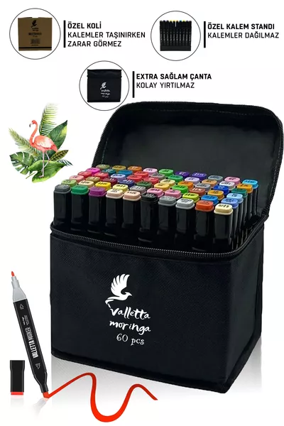 Moringa -delige Dubbelzijdige Art Marker Pennenset met Tas