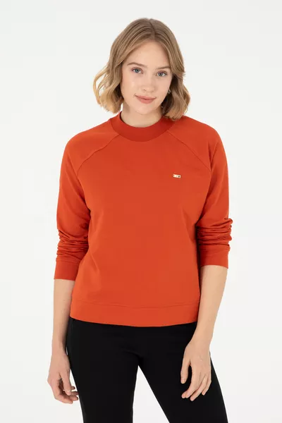 Sweat-shirt Femme Col Ras-du-Cou Brique 