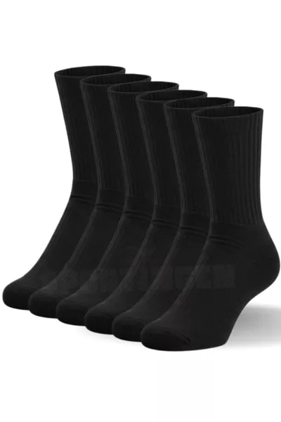 6 Pairs of Cotton Tennis Socks Ankle Length - Unisex - Black Color