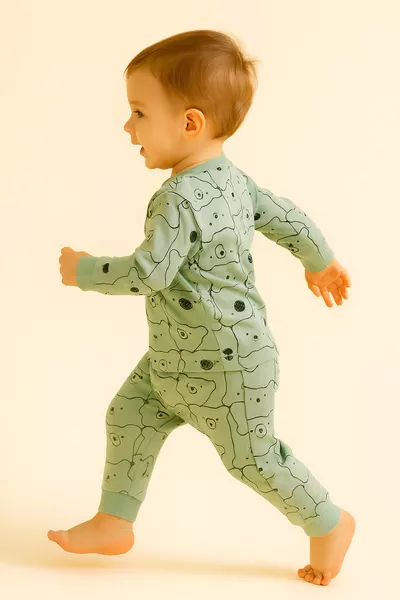 طقم بيجامة أطفال unisex من القطن الموسمي مع رسوم كاريكاتورية