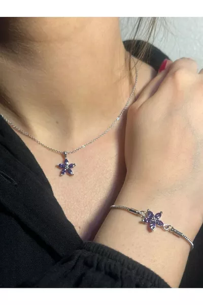 Edelstahl Lotus Kette und Armband mit Farbwechselndem 3D-Saturn-Mädchen-Kugel als Geschenk für den Partner