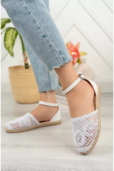 Blanc Sandales en dentelle pour femmes 