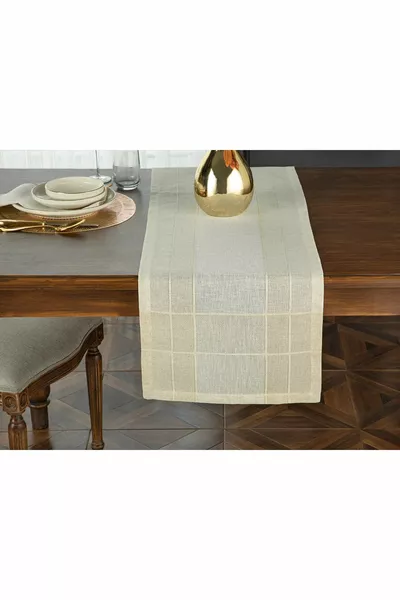 Луксозен ленен вид бегач см бежов