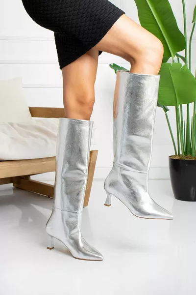 City Silver Stivali con tacco