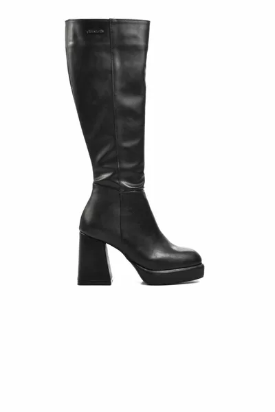  أحذية نسائية بكعب أسود من الفراء