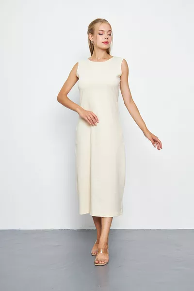 Beige Sleeveless Dress Lining-underwear % Cotton