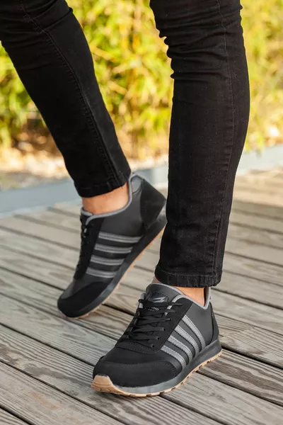 الرجال الأسود الدانتيل المتابعة عارضة عارضة وحيد تصميم أنيق المشي لمسافات طويلة أحذية رياضية عارضة