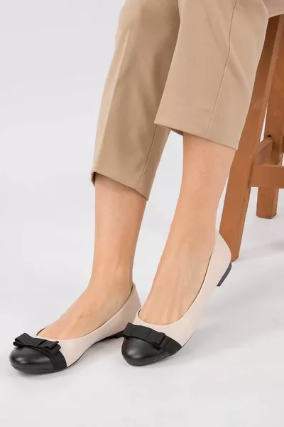 Huid/Zwart ballerina's voor dames 