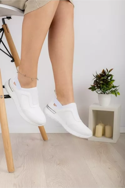 أبيض مرآة تمتد العظام أحذية رياضية