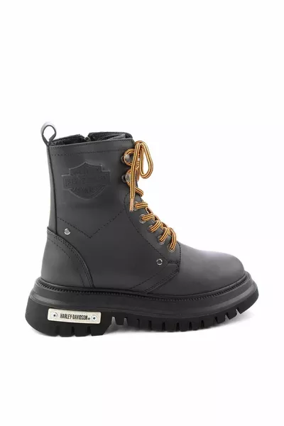 Schwarze Damenstiefel aus echtem Leder und Stiefeletten 