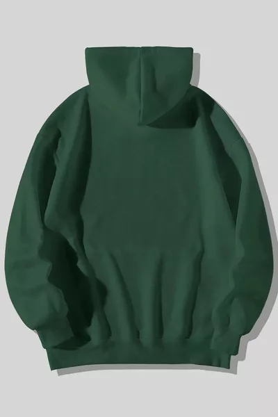 Unisex Green Happiest Printed Oversize Hooded Sweatshirt